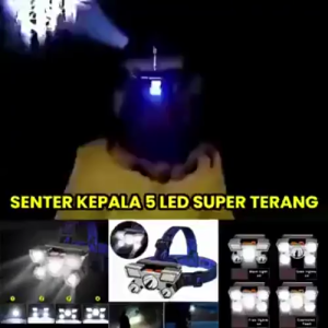 H501 Senter Kepala Mini 5 LED HeadLamp USB Chargable / Senter Kepala Mini Super Terang Murah / Senter LED Super Terang / Senter Kepala LED Super Terang Murah / Senter Kepala LED Super Terang Charger