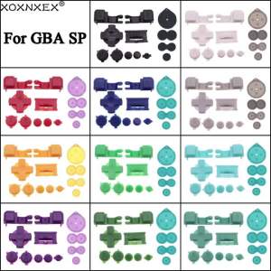1Set Plastic Full Set Buttons For GBA SP A B L R Select Start Power On Off Volume Buttons D Pad Key & Console Rubber Buttons