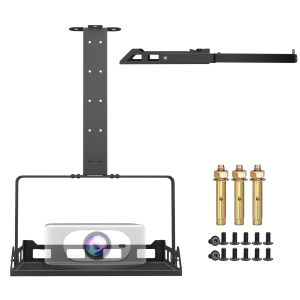 ZDSSY Universal Ceiling Mount with Tray 11.4-22 inches Adjustable Height Ceiling/Wall Mount Heavy-Duty Stand w Cable Management Holds Up to 10KG 3-in-1 Projector Mount for Home Beamer Bedside Hotel and Office