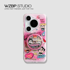 Huawei Pura70/80Pro+ Mate60/70Pro+ Double Layer Soft Shell Cute Cartoon Police Girl Magnet Suction Stand Female Style Phone Case