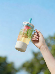 AKS | Chai Nước Kính Chống Nhiệt Có Ống Hút Và Tay Cầm