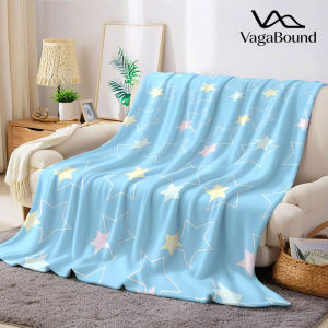 Pastel Sky Star Grid Flannel Blanket Warm Soft Halloween Christmas Decorative Couch Warm Cozy All-Season Gift