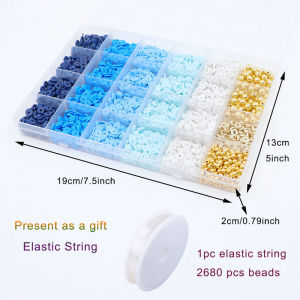 Blue Clay Bead Bracelet Kit Flat Clay Beads and Gold Spacer Beads for Jewelry DIY Friendship Bracelet Making Crafts