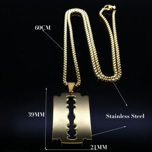 AFAWA | Mặt Dây Chuyền Dao Cạo Gothic Dành Cho Nam Dây Thép Không Gỉ Đen Trang Sức Thời Trang Thẩm Mỹ Hình Học Khóa Móc Tôm Hùm