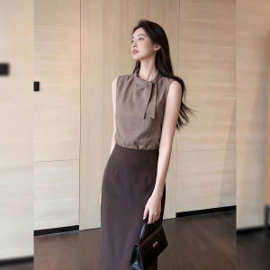 DANTING | Sleeveless Top and Midi Skirt Suit Elegant Summer Office Wear