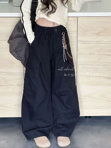 Autumn Casual Pants for Girls Folded Thickened Straight Leg Fleece Lined Childrens Trousers Spring Summer Outfit Kids Clothes