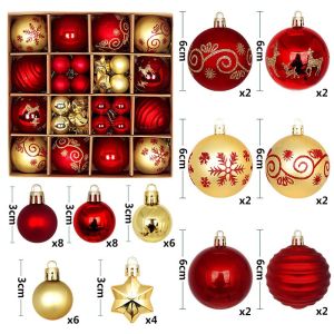 44Pcs 3/6CM Christmas Ball Merry Christmas Tree Topper Decoration for Home Decor Holiday New Year 2026 Navidad Gifts Supplies
