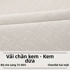 JINCHAN | Rèm Cửa Phòng Ngủ Phòng Khách Vải Chenille Hai Mặt Họa Tiết Ô Vuông Kem Che Sáng Hoàn Toàn Dày