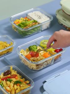 Lunch Box Heat Resistant Borosilicate Glass Container Thick Durable Build Food Storage Sealing Lid Glass Container with Lid Microwave 保温饭盒 便当盒