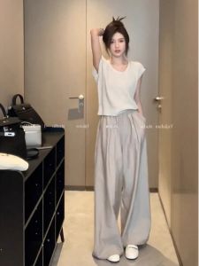 2026 New Fashion Gentle Elegant Beige Top and Pants Set
