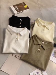 Short Sleeve Polo Shirt Plain for Women Casual Working Waffle Shirt Top