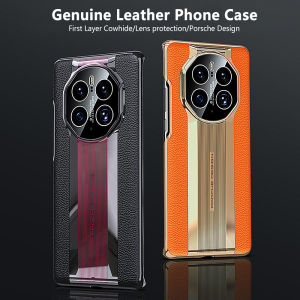 Genuine Leather Phone Case For Huawei P60 Pro case Cowhide Crocodile texture Original Cover For P50 Luxury plating Hard Casing