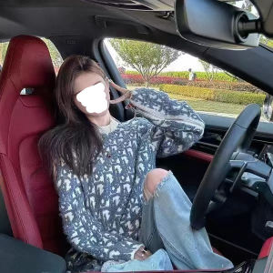 Autumn Winter Casual Loose Knitted Long Sleeve round Neck Zipper Sweater Womens Thick Warm Floral Print Letter Embroidery Sweatshirt