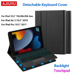 Keyboard Case For iPad 9th 8th 7th Gen 10.2 Inch iPad Pro 10.5 2017 Air 3 10.5" Touchpad Backlit Smart Cover With Pencil Holder