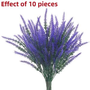 10Pcs Artificial Lavender Flowers Bouquet Fake Flowers For Home Room Table Decor Outdoors Garden Wedding Decor Outdoor Plants