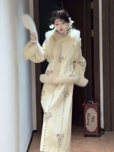 CHANGTONG | Bộ Đầm Qipao Phong Cách Pháp Sang Trọng Dày