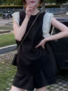 Shalldoer | ชุดสองชิ้นสไตล์เกาหลีสุดหรูหรา ฤดูร้อนปี 2025 เสื้อแขนกุดและกางเกงขาสั้นแบบลำลองที่สวมใส่สบายและมีสไตล์สำหรับผู้หญิง