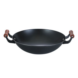 TIEHUIHUANG | Uncoated Two-Handle Round Bottom Cast Iron Wok