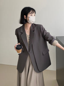 Gray Casual Womens Blazer Spring Autumn New Style High Quality Elegant Design Small Size Commute Polyester Long Sleeve V-Neck