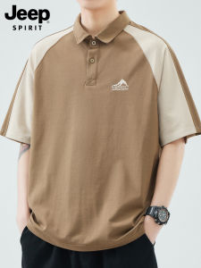 Jeep Spirit Mens Casual Polo Shirt Half Sleeve Turn-down Collar Lightweight Summer Fashion Urban Style Cotton Polyester Blend