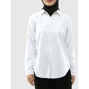 ATASAN PUTIH WANITA DEWASA KERAH JATUH WARNA PUTIH DAN HITAM UNTUK CASUAL KERJA KANTORAN LENGAN PANJANG BAHAN PREMIUM TIDAK MUDAH LECEK