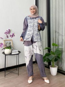 SETELAN TUNIK BATIK ABSTRAK RAYON CANDI MEKAR