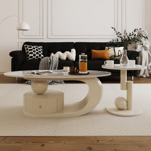 Cream Style Coffee Table Stone Plate Accessible Luxury Small Apartment Home Living Room Simple Modern French Creative Combination Side Table Table