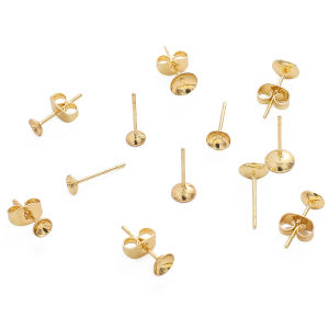 2ชิ้น4/5/6มม. อินเทรนด์14K ตะขอต่างหูทองเหลืองเคลือบทองสำหรับอุปกรณ์ค้นหาเครื่องประดับทำต่างหูไข่มุก