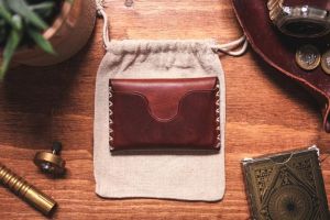 Dompet Kulit 3 Saku Coklat Tempat Kartu Dompet Saku Depan Minimalis buatan tangan garoet