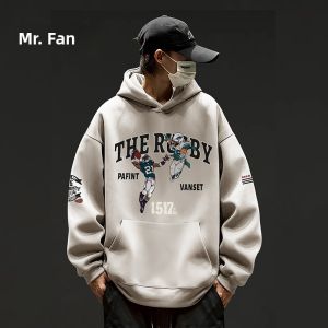 VAALEADING | New Autumn/Winter Hooded Sweatshirt Mens Retro American Style Loose Fitted Wool-Lined