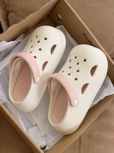 รองเท้าแตะ EVA ทรงส้นหนา สวมใส่สบาย สำหรับผู้หญิง ฤดูร้อน 2024 รองเท้าแตะชายหาดแบบลำลอง รองเท้าแตะแบบมีรู รองเท้าแตะส้นเตี้ย