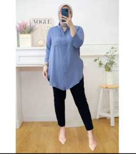 ATASAN/KEMEJA FULL KANCING BAHAN CRINGKLE AIRFLOW PREMIUM/BAJU MUSLIM/TUNIK/ATASAN MUSLIM