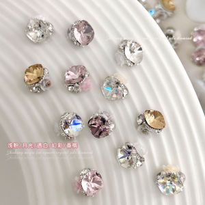 Fat Square Pile Rhinestone Ball Nail Ornament 2024 New Rose Flower Finished Product Internet Hot Metal Stereo Nails Diamond