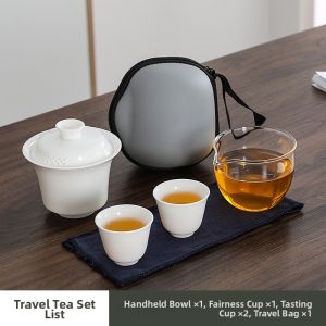 Portable Travel Tea Set Yangliyu Ceramic Two Cups Glass Tea Ocean Public Cup Fairing Tea Brewer Home Use Outdoor Diningware