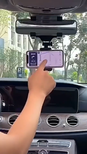 360 Rotate Rear Mirror Car Phone Holder Mobile Grip Handfree Anti Shock GPS Bracket Kereta Van 后视镜电话支架
