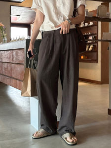 Ssumenam | Casual Loose Straight Long Pants Linen