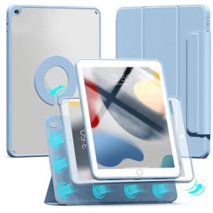 720 Rotatable Detachable Magnetic Ring Case for iPad Pro 11/13 inch 2024 Air 4 5 6 2024 Pro 11 12.9 for ipad 7 8 9 gen10.2 inch Clear Protective Cover Smart Folio with Pen Slot