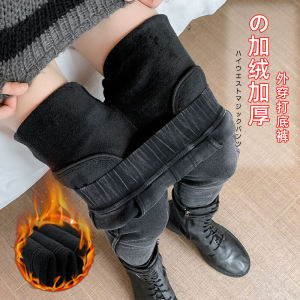 Velvet Padded Leggings Womens Outwear High Waist Fall and Winter New Arrival Thickened Imitation Denim Stretch Tight Skinny Jeans Cropped Womens Pants