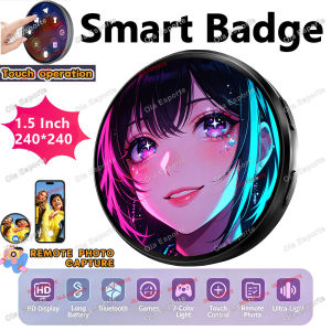 Electronic Badge HD Display Screen Bluetooth GIF Video Playback Touch Screen LED Audible Video Play Dynamic SmartBadge Fans BW01