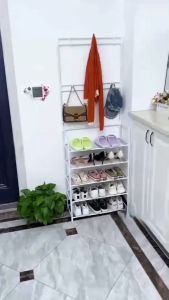 ชั้นเก็บของ ชั้นวางรองเท้า ราวพร้อมตะขอแขวนอเนกประสงค์ ขั้นวางรองเท้า 3/4/5ชั้น สีของแต่ละชั้นได้เลือก 8816 8818