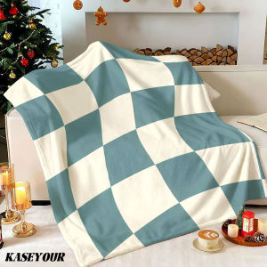 Beast Kingdom | Wavy Checks Winter Summer Flannel Blanket Throw Fleece Soft Fuzzy Plush Cozy Fleece Blankets for Sofa Ideal Gifts