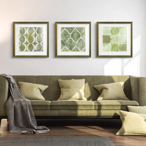 YASISHA | Abstract Green Geometric Living Room Wall Art
