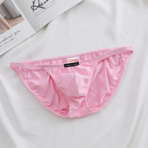 Mens Cotton Underwear Low Waist Narrow Edge Triangle Pants U-Shaped Design Sporty Pure Color Youth Innerwear Briefs