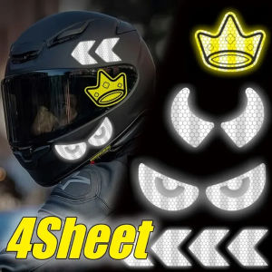 ใหม่4ชิ้นสติกเกอร์ติดการแจ้งเตือนสะท้อนแสงหมวกกันน็อคสติกเกอร์ตกแต่งเรืองแสงเดวิลฮอร์นมอเตอร์ไซค์อุปกรณ์เสริมสำหรับขับรถตอนกลางคืนเพื่อความปลอดภัยในการขับขี่