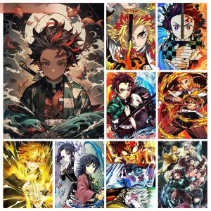 BILIBILI | Demon Slayer Oil Painting By Numbers Kit Kamado Tanjirou & Rengoku Kyoujurou DIY Paint Set Frameless Home Decor Art
