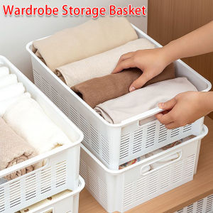 Household Miscellaneous Storage Baskets / Rectangular Plastic Basket Container / Stackable Drawer Organizer Box with Handle