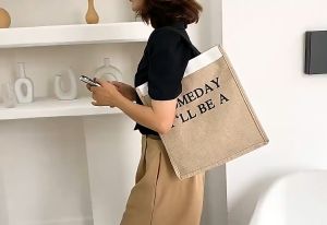 Tas Shopping Bag Vintage Canvas Tote Jute Canvas Soft Cotton 223-31