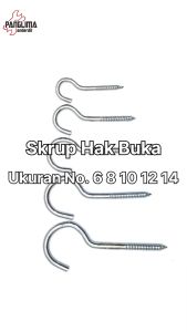 Skrup Hak Terbuka Ukuran No 6 8 10 12 14 Cantolan Kait Kaitan Screw hook Screwhook Buka Tanda Tanya Ulir Sekrup Kapstok Kandang Burung