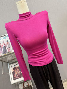 Pure Desire Style Small Turtleneck Long Sleeve T-shirt Female 2024 Fall and Winter New Arrival Silm Slim Looking Inner Bottoming Shirt Short Tops