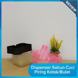 Dispenser Sabun Cuci Piring - BULAT + Spons / KOTAK Holder + Spons- Dispenser Sabun Cuci Piring